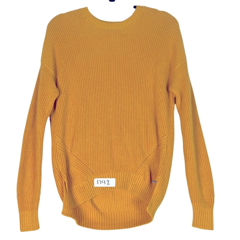 Hollister Sweater Womens S Mustard Yellow Long Sleeve Diagonal Accents Knit
